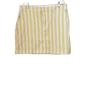 Loft Women's Mini Denim Skirt Size 16 Yellow White Stripe